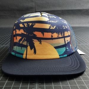 TOMMY BAHAMA KIDS BLUE PALM SUNSET HAT- DARK NAVY
